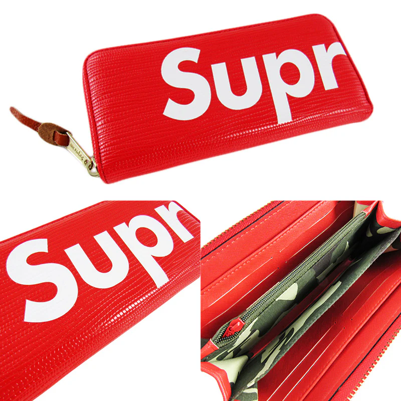 High Quality Leather Supreme3M Wallet - Red - Image 6