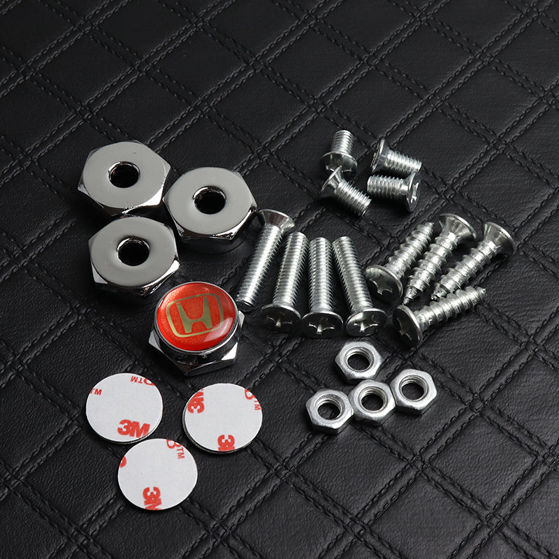 Honda 4PCS Car License Plate Frame Screw Chrome Bolt Cap Cover Fit For All Models New - Image 2