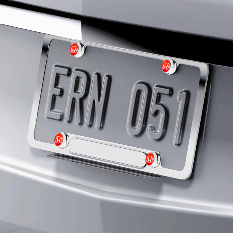 Honda 4PCS Car License Plate Frame Screw Chrome Bolt Cap Cover Fit For All Models New - Image 4