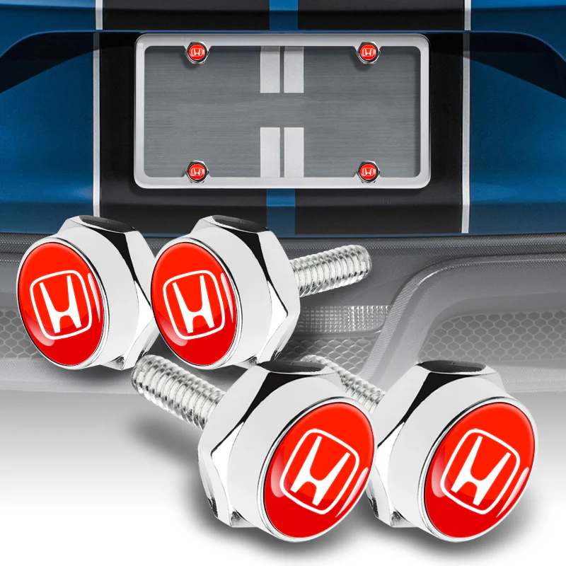 Honda 4PCS Car License Plate Frame Screw Chrome Bolt Cap Cover Fit For All Models New - Image 5