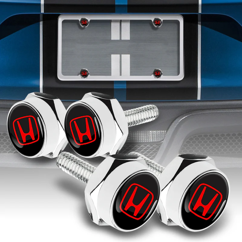 Honda 4PCS New Car License Plate Frame Chrome Screw Bolt Cap Cover Fit For All Models - Image 3