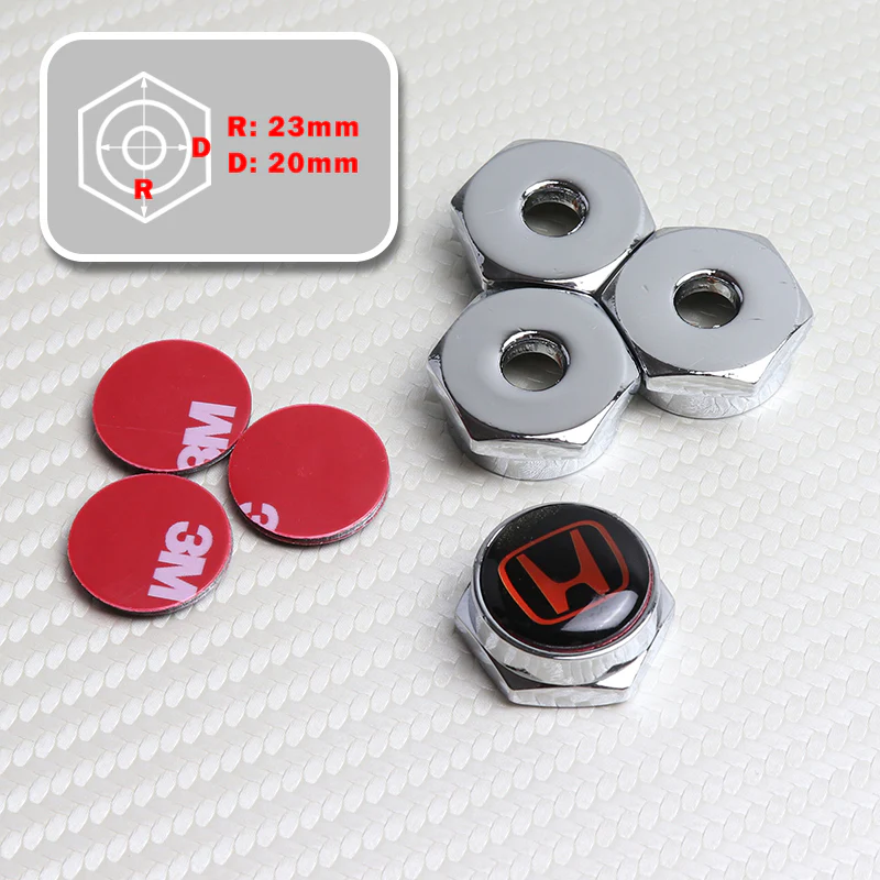 Honda 4PCS New Car License Plate Frame Chrome Screw Bolt Cap Cover Fit For All Models - Image 4