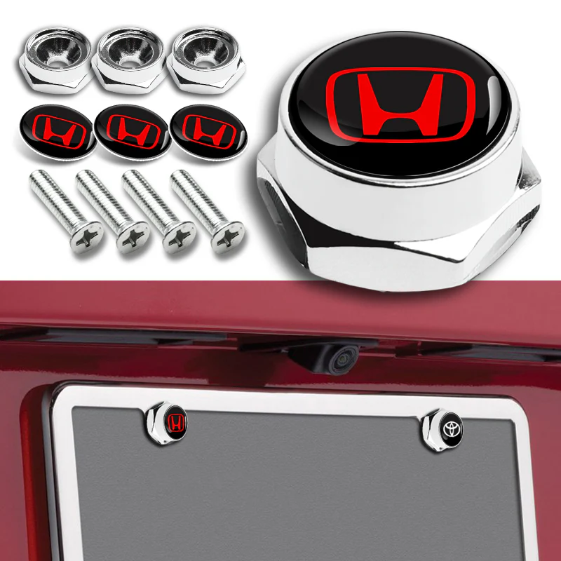 Honda 4PCS New Car License Plate Frame Chrome Screw Bolt Cap Cover Fit For All Models - Image 5
