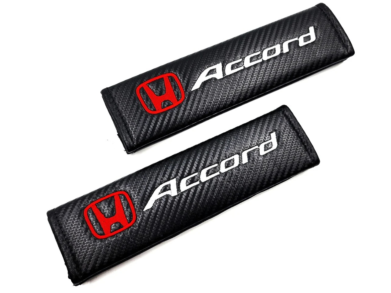 Honda Accord Set of Car 15" Steering Wheel Cover Carbon Fiber Style Leather with Seat Belt Covers - Image 4
