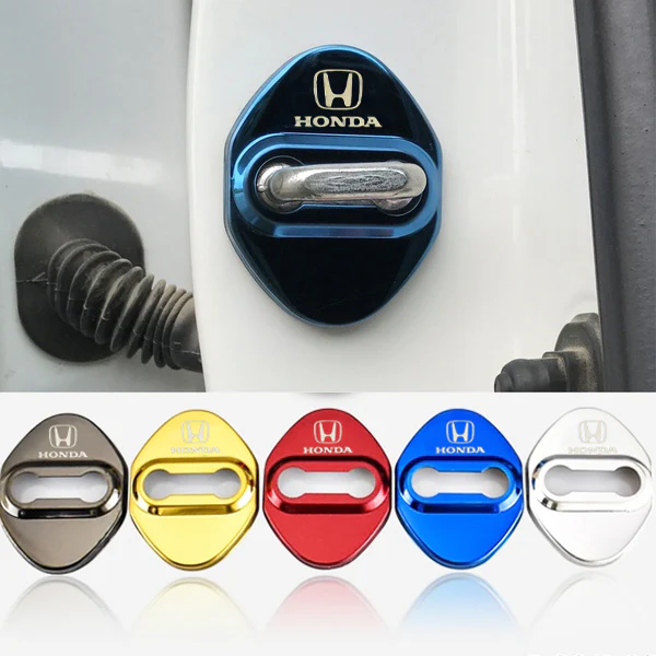 Honda Civic Accord CR-V Black Stainless Steel Door Lock Door Striker Cover Set of 4 - Image 3