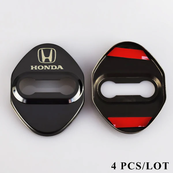 Honda Civic Accord CR-V Black Stainless Steel Door Lock Door Striker Cover Set of 4 - Image 4