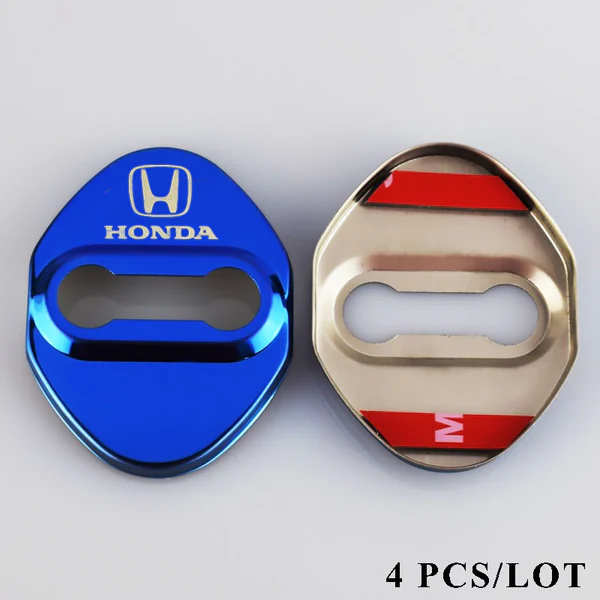 Honda Civic Accord CR-V Blue Stainless Steel Door Lock Door Striker Cover Set of 4 - Image 2