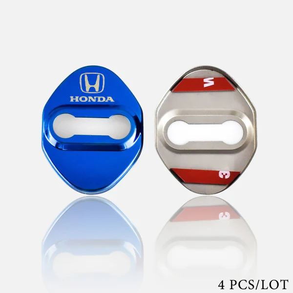 Honda Civic Accord CR-V Blue Stainless Steel Door Lock Door Striker Cover Set of 4 - Image 5