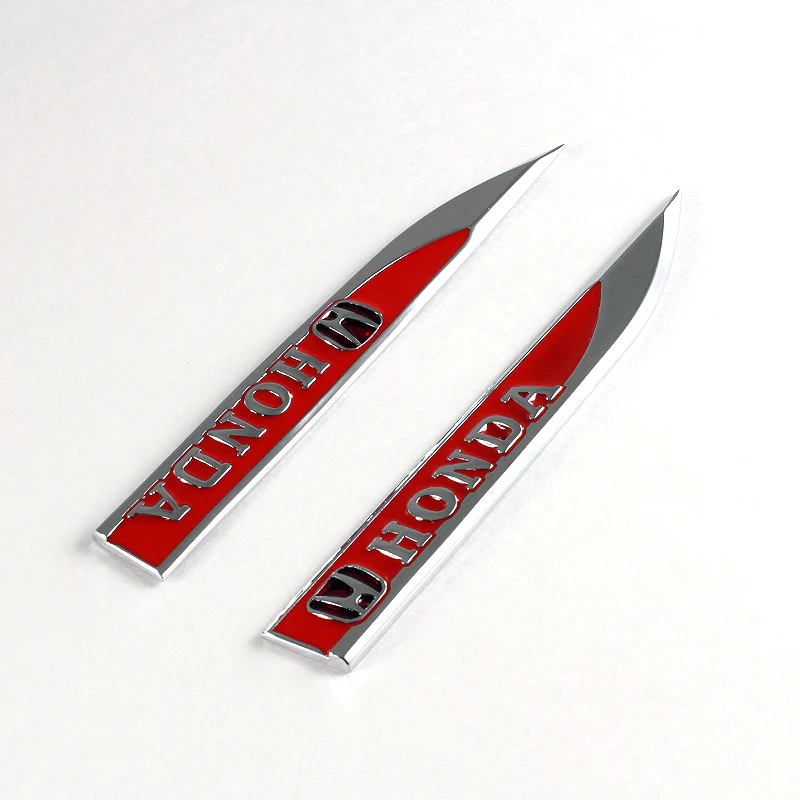 Honda Civic Accord Red 3D Metal Emblem Sticker 2 pcs - Image 2