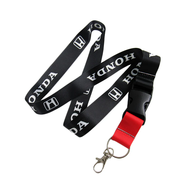 Honda Civic Set Black Carbon Fiber Look Seat Belt Cover X2 with Honda Black Keychain Lanyard - Image 2