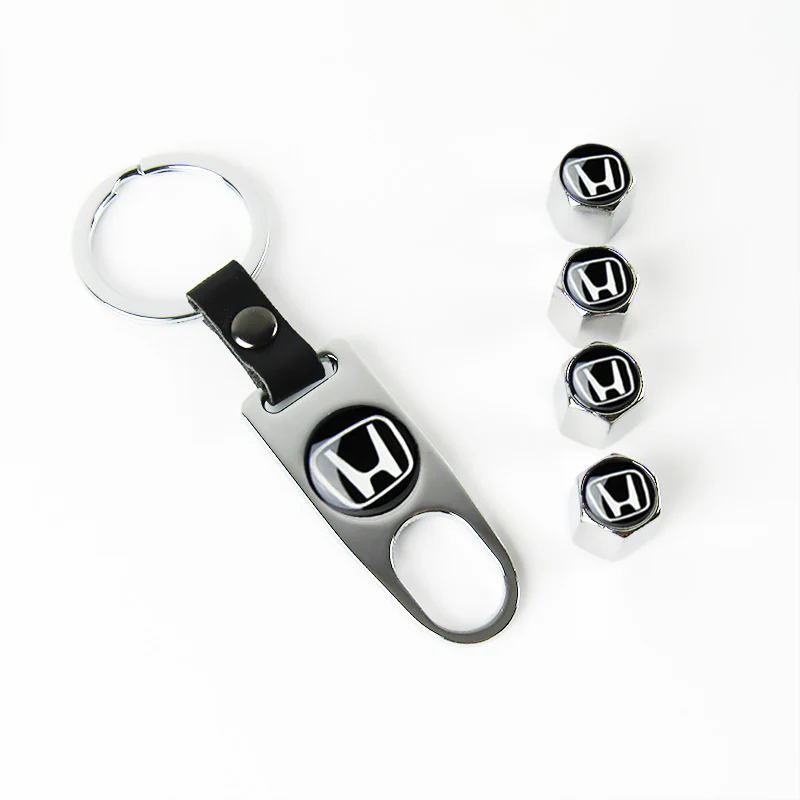 HONDA LOGO Set Emblems with Silver Tire Valves Wheel Air Caps Keychain - US SELLER - Image 9