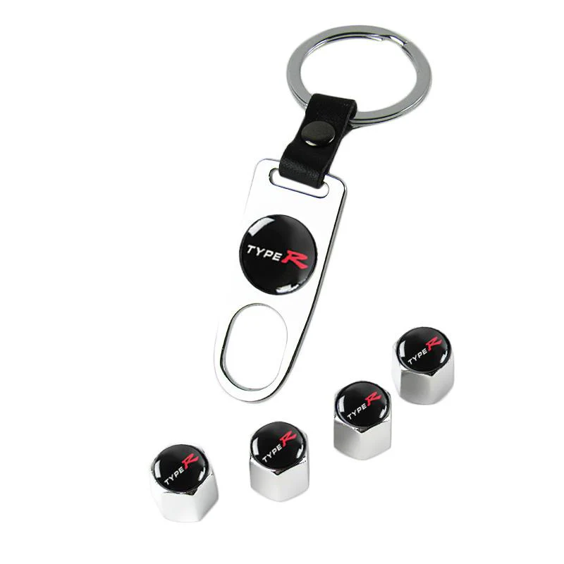 HONDA LOGO Set Emblems with Silver TYPE R Tire Valves Wheel Air Caps Keychain - US SELLER - Image 6