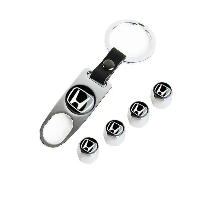 HONDA LOGO Set Emblems with Silver Wheel Tire Valves Air Caps Keychain - US SELLER - Image 3
