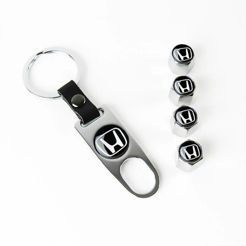 HONDA LOGO Set Emblems with Silver Wheel Tire Valves Air Caps Keychain - US SELLER - Image 9