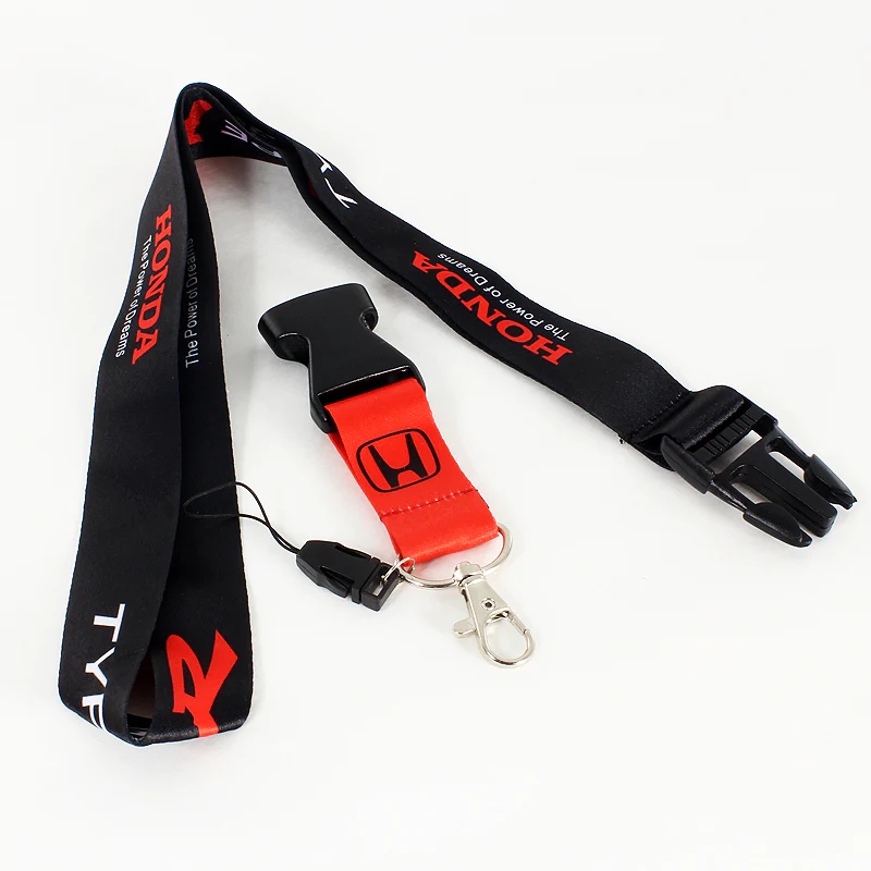 Honda Set Black Carbon Fiber Look Seat Belt Cover X2 with Type R Black Keychain Lanyard - Image 7