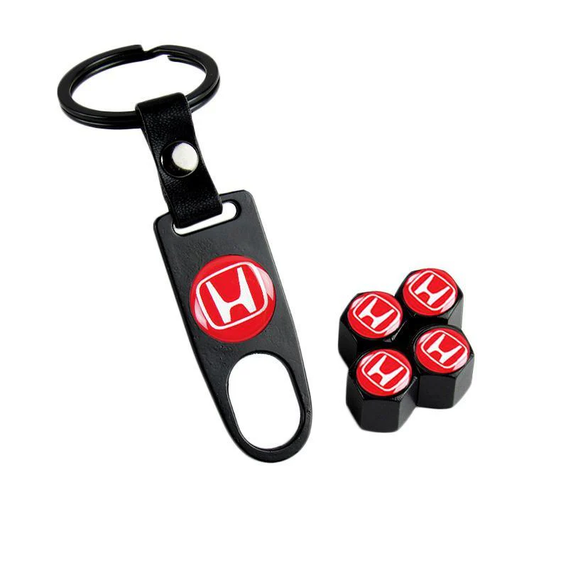 HONDA Set LOGO Emblems with Black Keychain Wheel Tire Valves Air Caps - US SELLER - Image 6