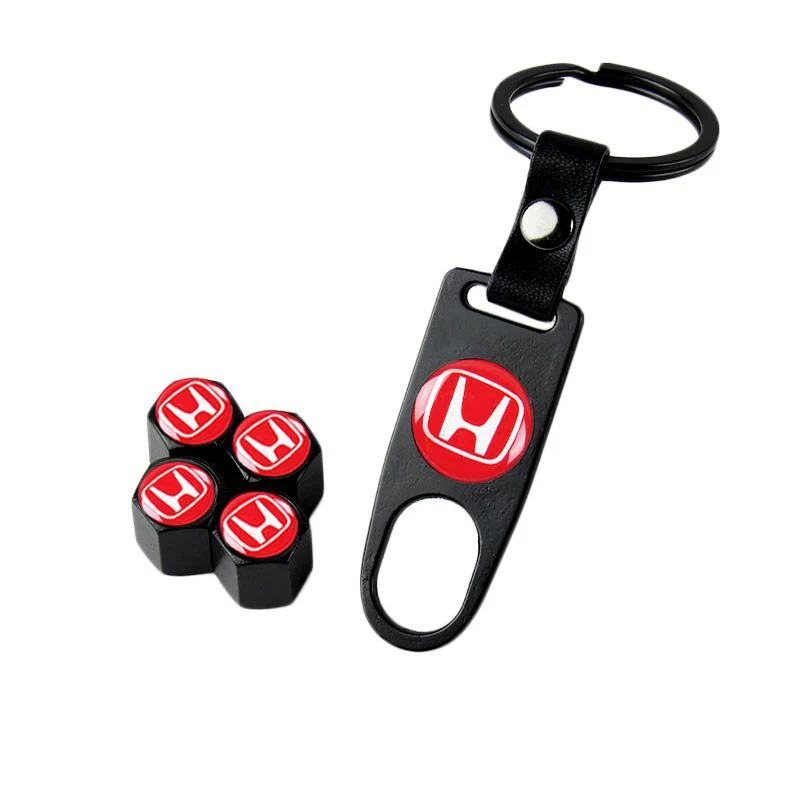 HONDA Set LOGO Emblems with Black Wheel Tire Valves Air Caps Keychain - US SELLER - Image 9