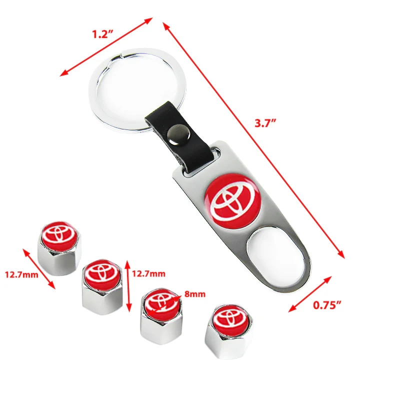 HONDA Set LOGO Emblems with Silver Keychain Wheel Tire Valves Air Caps - US SELLER - Image 3