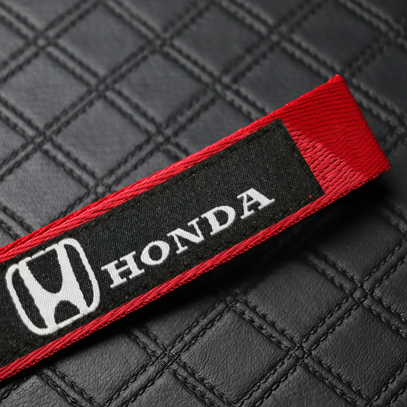 HONDA Set Universal ACCORD CIVIC Fit CR-V Carbon Fiber Look Seat Belt Cover with Red Metal Key Ring - Image 3