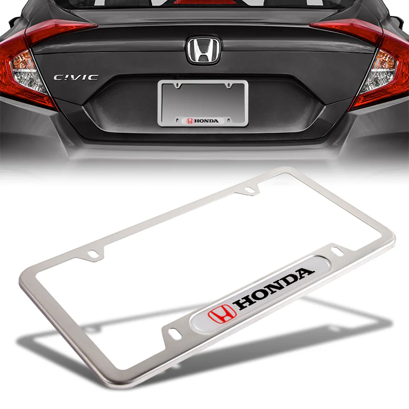 Honda Stainless Steel 2pcs License Plate Frame with Caps Bolt Brand New SET - Image 4
