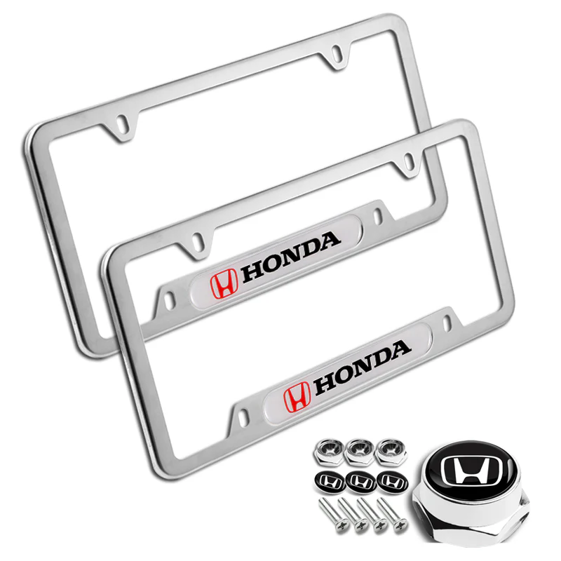 Honda Stainless Steel 2pcs License Plate Frame with Caps Bolt Brand New SET - Image 9