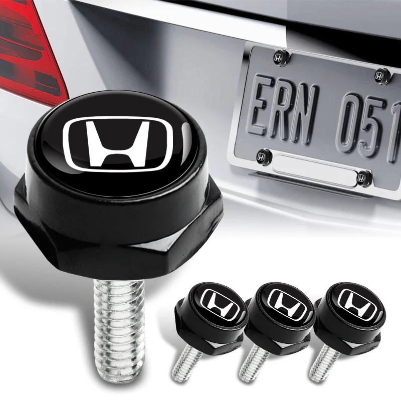 Honda Stainless Steel 2pcs Black License Plate Frame with Caps Bolt Brand New SET - Image 2