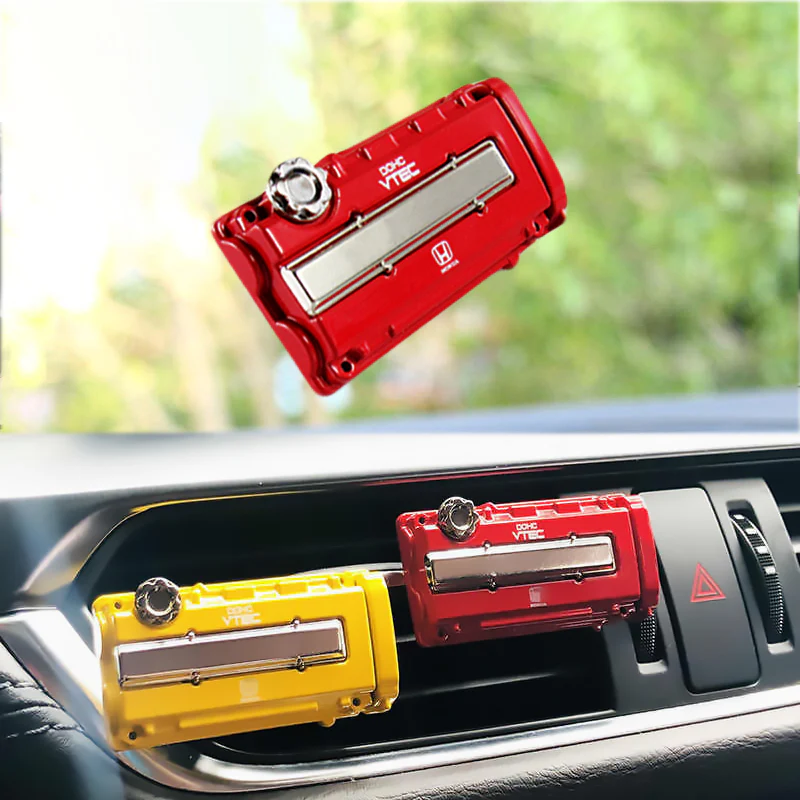Honda Stainless Steel VTEC Valve Cover Red Car Vent Clip Air Freshener Kit - Lemon Scent - Image 5