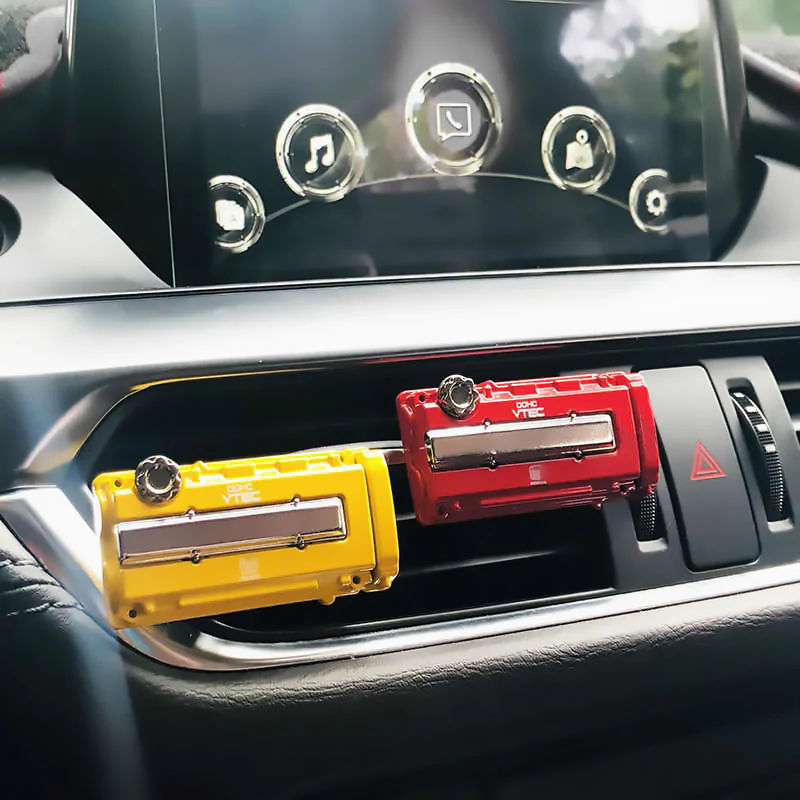 Honda Stainless Steel VTEC Valve Cover Yellow Car Vent Clip Air Freshener Kit - Lemon Scent - Image 2