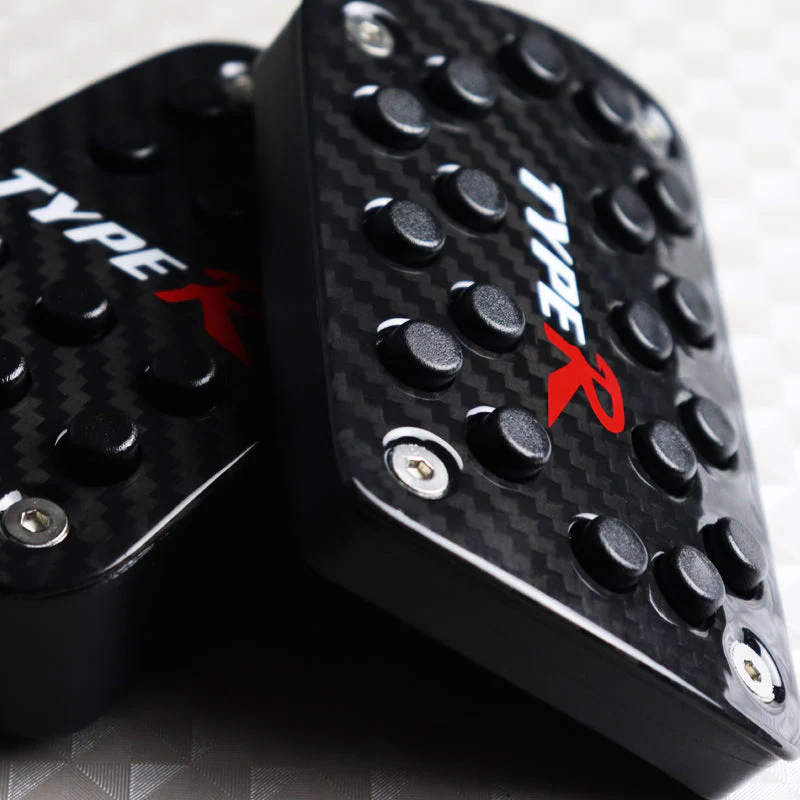 Honda Type R Set of High Quality Real Carbon Fiber Brake Pedal Pads with Anti Skid Aluminum Floor Mat - Image 2