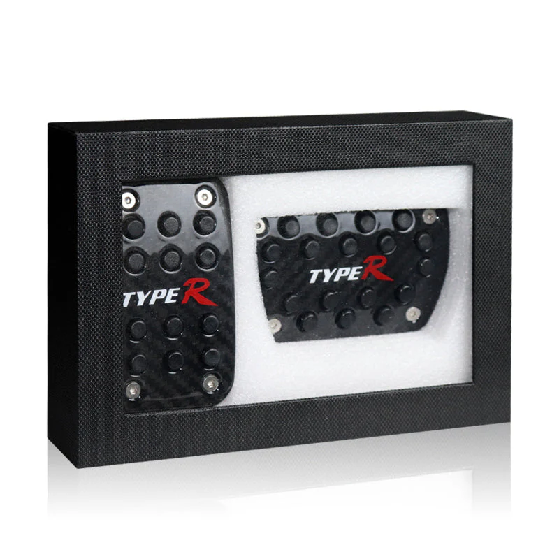 Honda Type R Set of High Quality Real Carbon Fiber Brake Pedal Pads with Anti Skid Aluminum Floor Mat - Image 9
