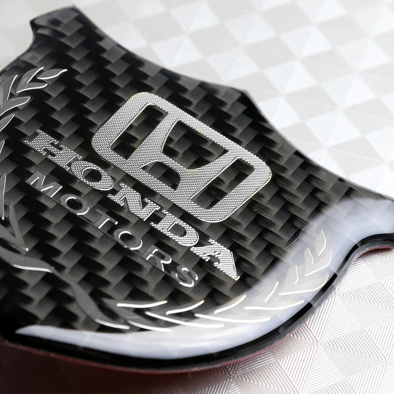 Honda Silver 3D Carbon Fiber Emblem Sticker x2 - Image 2