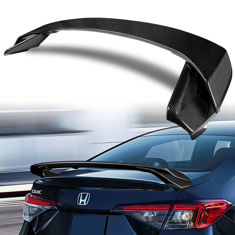 HP-Style Rear Trunk Lip Spoiler Wing For 2022-2025 Honda Civic Sedan -Real Carbon Fiber - Image 5