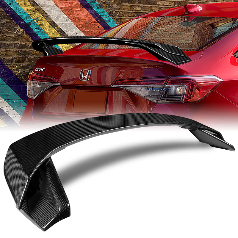 HP-Style Rear Trunk Lip Spoiler Wing For 2022-2025 Honda Civic Sedan -Real Carbon Fiber - Image 7