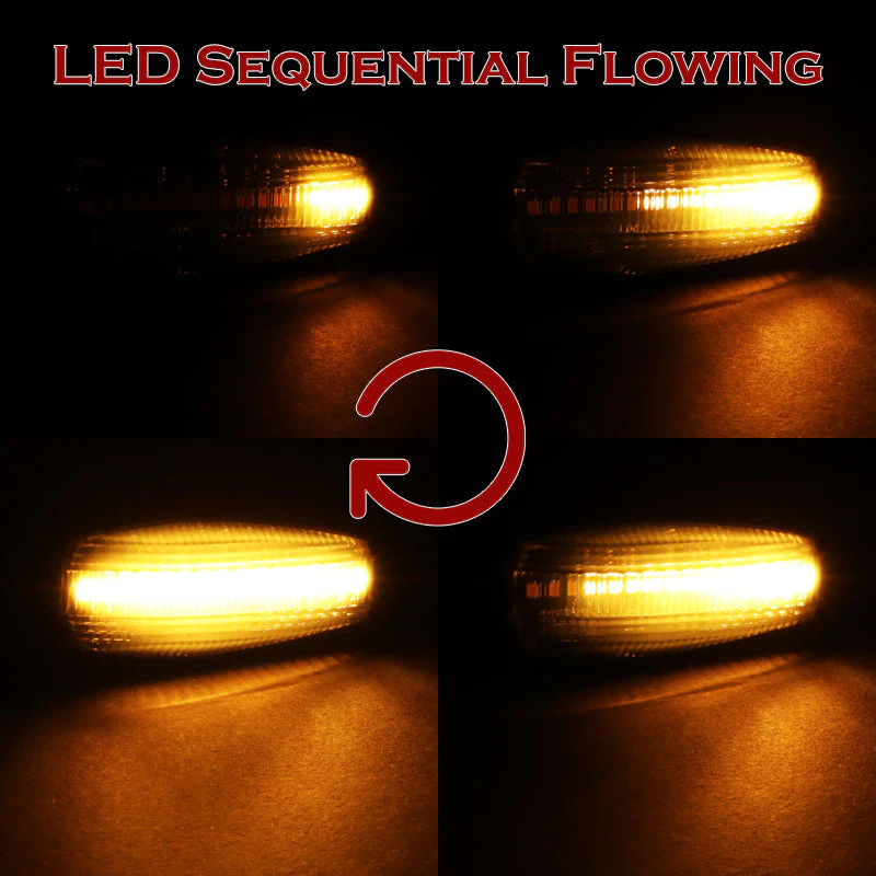 Hyundai Set of Tucson Tiburon Sonata Smoke Sequential LED Signal Side Marker Lights with Carbon Fiber Windshield Banner - Image 10