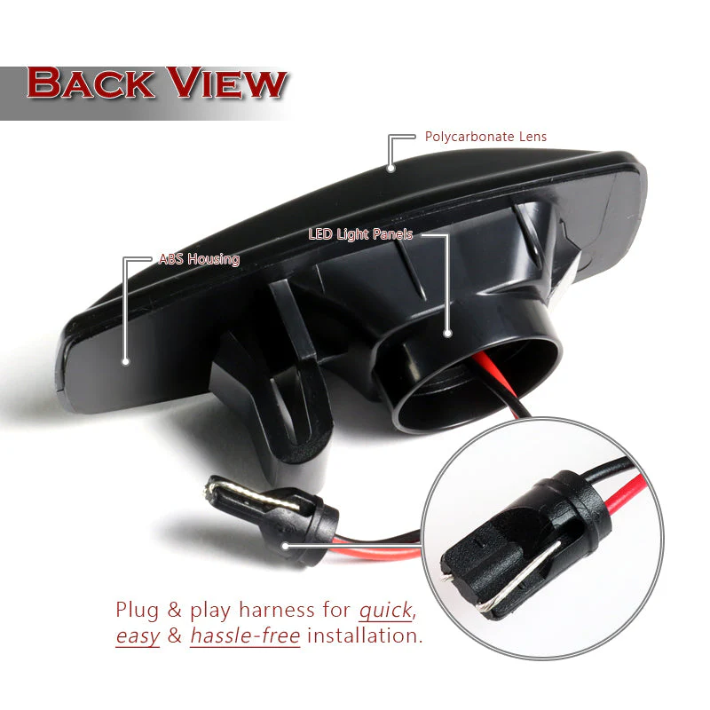 Hyundai Set of Tucson Tiburon Sonata Smoke Sequential LED Signal Side Marker Lights with Carbon Fiber Windshield Banner - Image 3