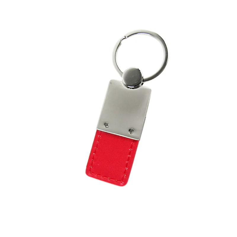 INFINITI Logo Rectangular Authentic Red Leather Chrome Key Fob Key Chain Key Ring Tag Au-Tomotive Gold - Image 4