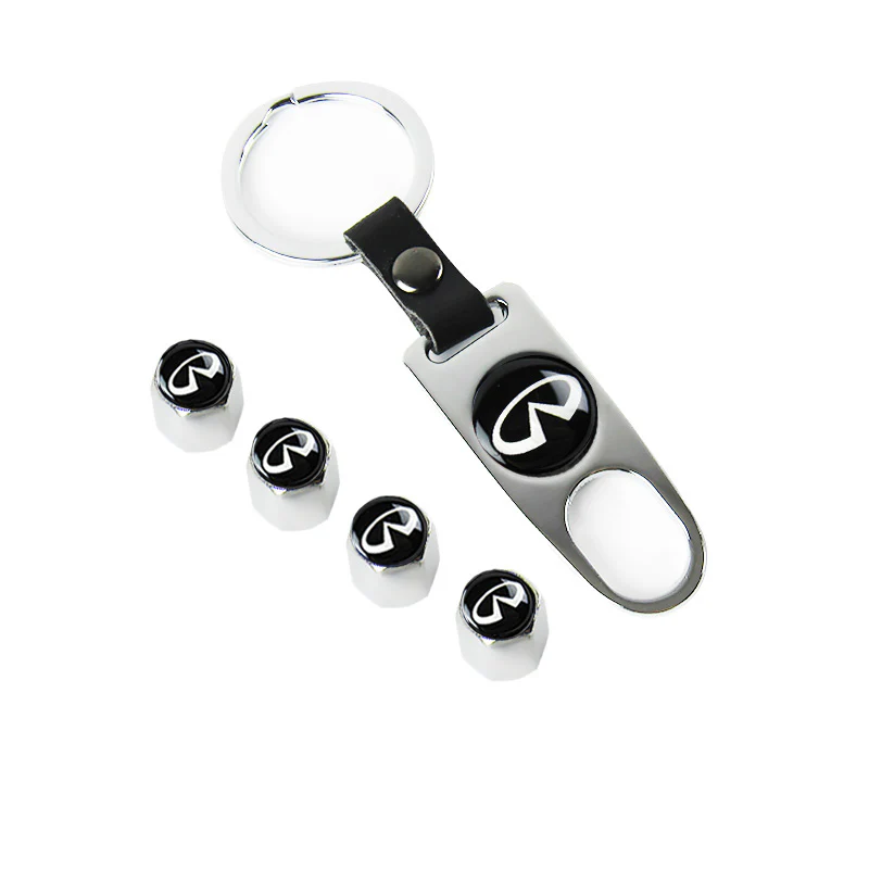 INFINITI Silver Car Wheel Tire Valves Dust Stem Air Caps Keychain Emblem KEY FOB Set - US SELLER - Image 5