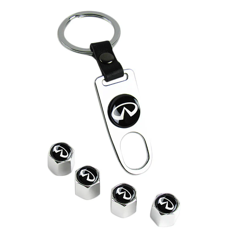 INFINITI Silver Car Wheel Tire Valves Dust Stem Air Caps Keychain Emblem KEY FOB Set - US SELLER - Image 7