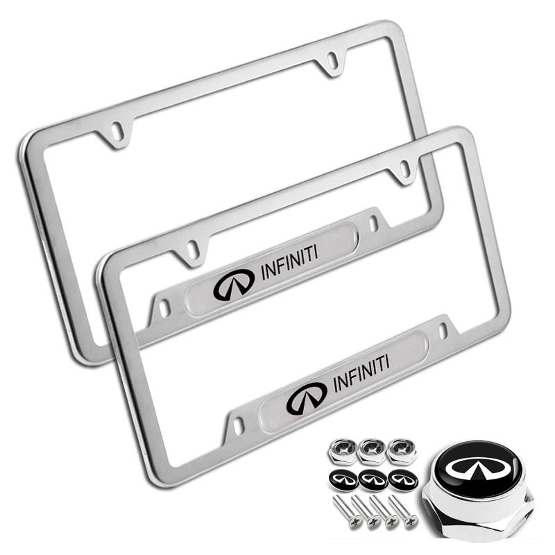 INFINITI Stainless Steel 2pcs License Plate Frame with Caps Bolt Brand New SET - Image 5