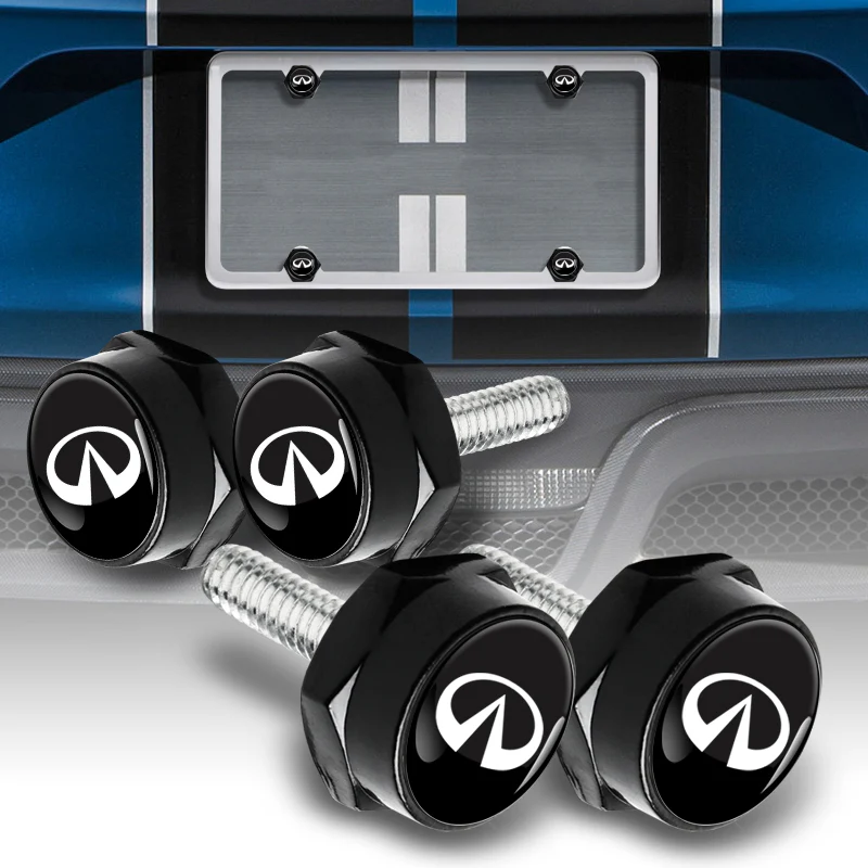 INFINITI Stainless Steel 2pcs Black License Plate Frame with Caps Bolt Brand New SET - Image 5
