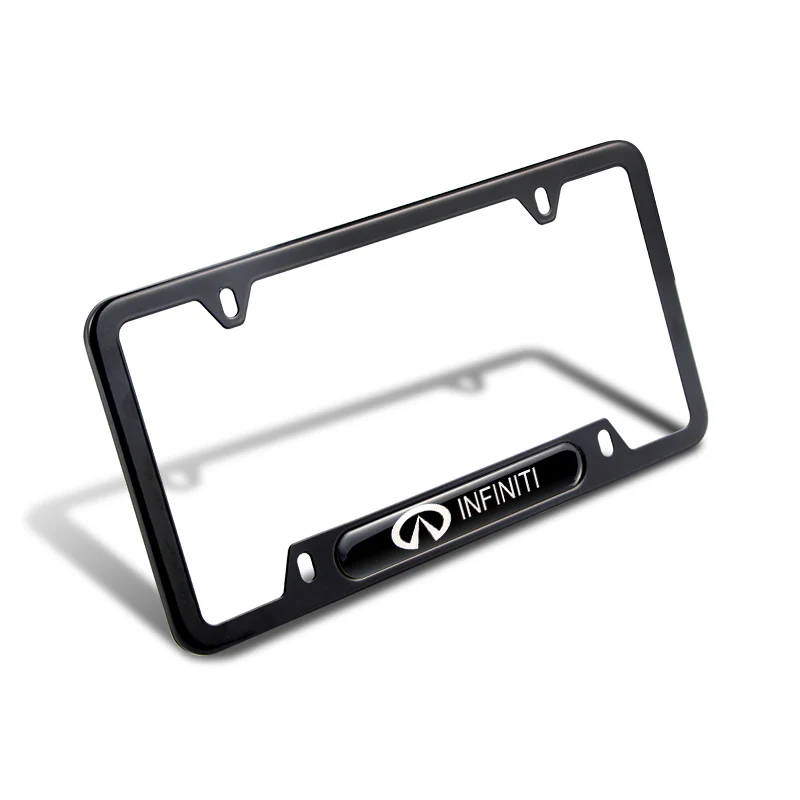 INFINITI Stainless Steel 2pcs Black License Plate Frame with Caps Bolt Brand New SET - Image 8