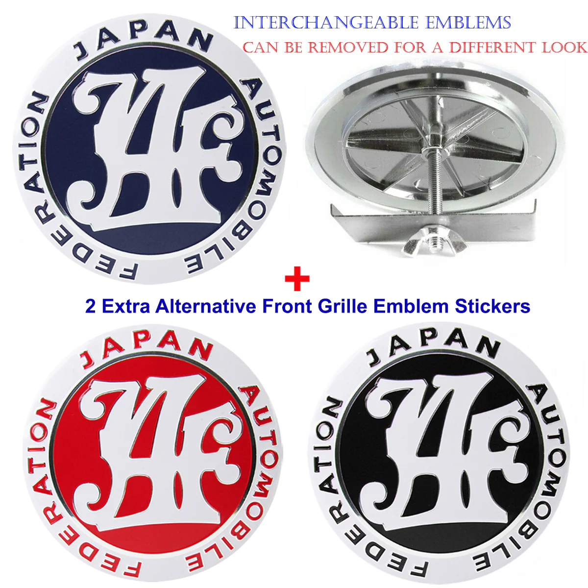 JAF Japan Automobile Federation 3 pcs Set JDM Navy Blue Emblem +2 Alternative Badge Stickers For Toyota Front Grille - Image 6