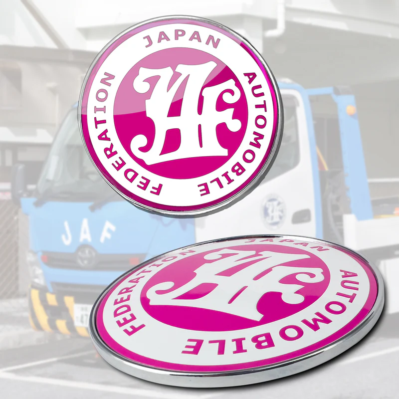 JAF Japan Automobile Federation 3 pcs Set JDM Pink Emblem +2 Alternative Badge Stickers For Toyota Front Grille - Image 2