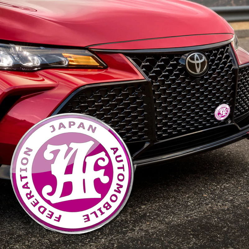 JAF Japan Automobile Federation 3 pcs Set JDM Pink Emblem +2 Alternative Badge Stickers For Toyota Front Grille - Image 3