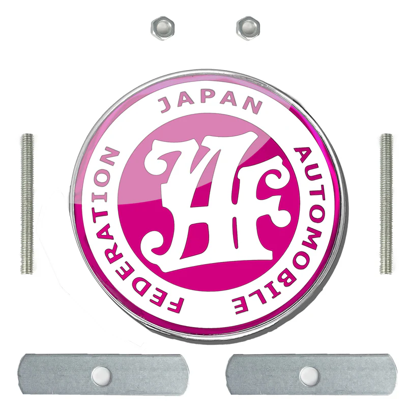 JAF Japan Automobile Federation 3 pcs Set JDM Pink Emblem +2 Alternative Badge Stickers For Toyota Front Grille - Image 4