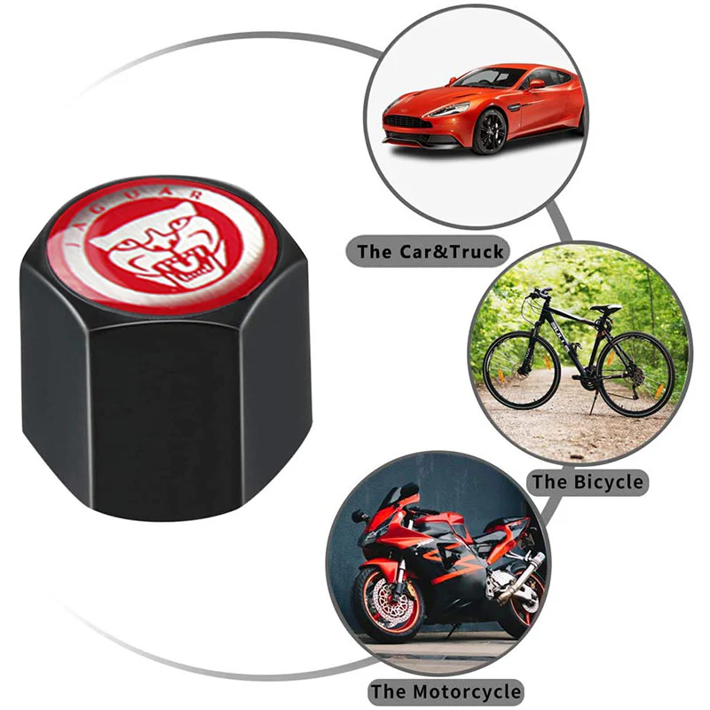 JAGUAR Car Wheel Tire Valves Dust Stem Air Caps Keychain Emblem KEY FOB Black Set - US SELLER - Image 4