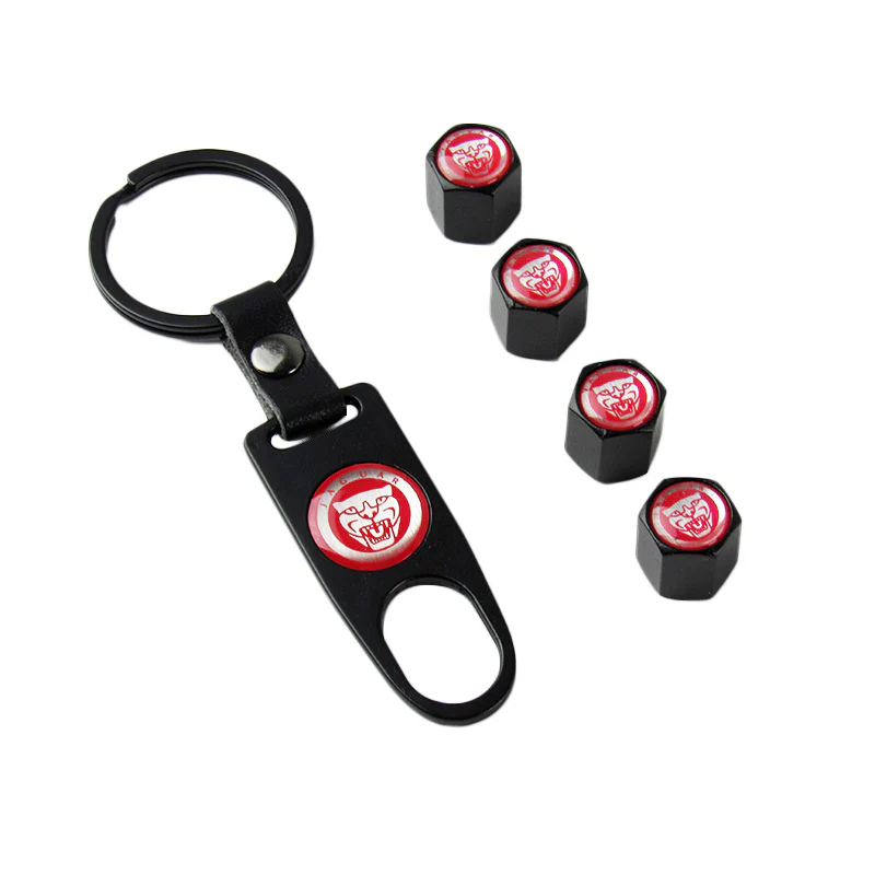 JAGUAR Car Wheel Tire Valves Dust Stem Air Caps Keychain Emblem KEY FOB Black Set - US SELLER - Image 5