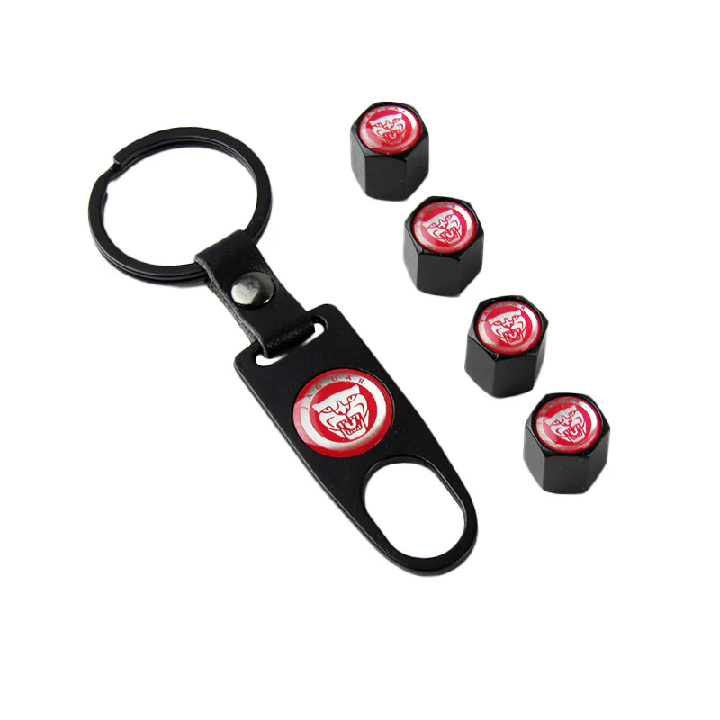 JAGUAR Car Wheel Tire Valves Dust Stem Air Caps Keychain Emblem KEY FOB Black Set - US SELLER - Image 7