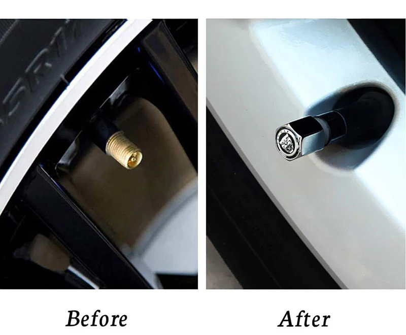 JAGUAR Car Wheel Tire Valves Dust Stem Air Caps Keychain Emblem KEY FOB Set - US SELLER - Image 2