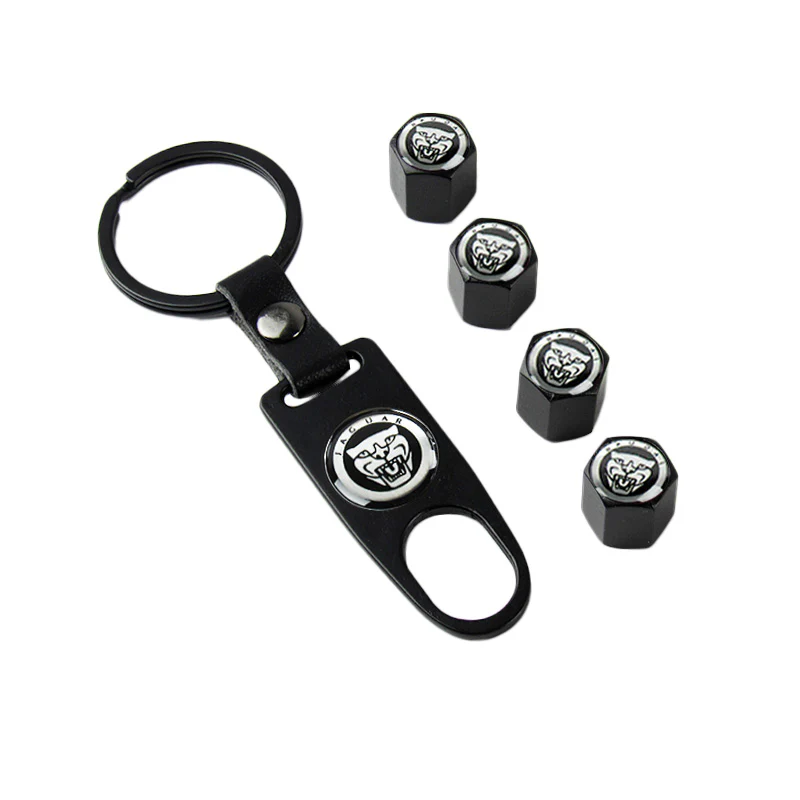 JAGUAR Car Wheel Tire Valves Dust Stem Air Caps Keychain Emblem KEY FOB Set - US SELLER - Image 5